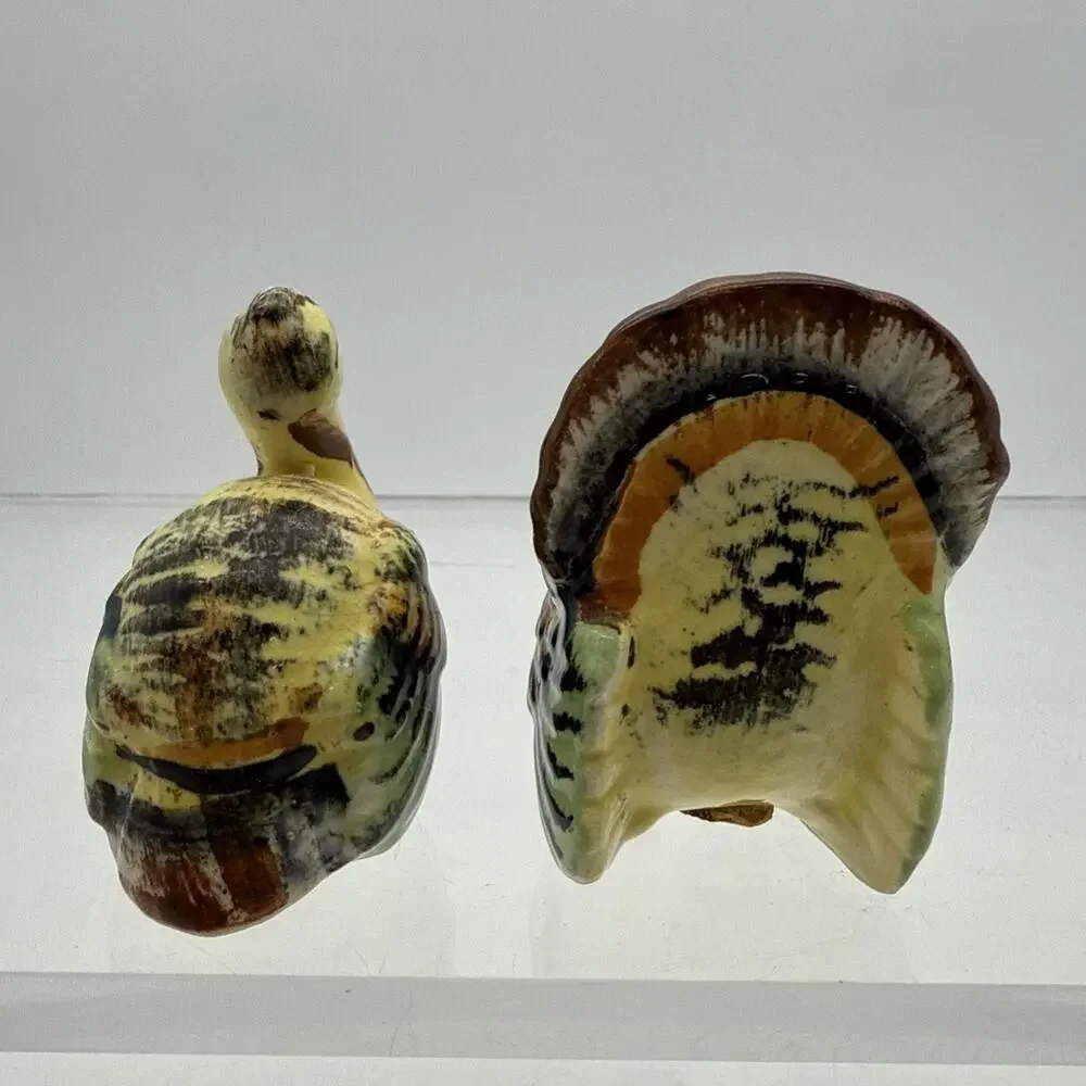 TOM TURKEY HEN SALT & PEPPER SHAKERS VTG MCM CHASE JAPAN 50s 60s THANKSGIVING